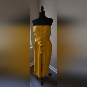 New York & Company Mustard Jumpsuit with Belt